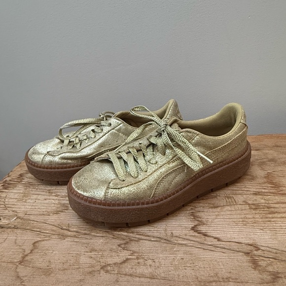 Puma Classic Platform Gold Glitter Sneakers - Picture 3 of 7